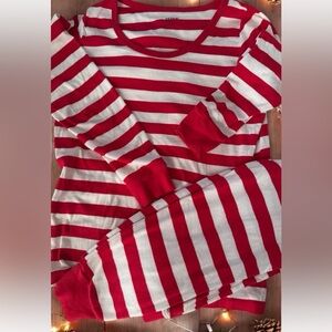 NEW Leveret Womens Red White Stripe Pajamas 2 Piece Set Sz S Fits XS